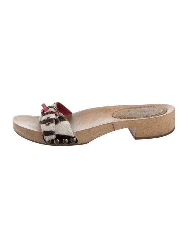 Miu Miu — Ponyhair Animal Print Slides — Designer Shoe — resale