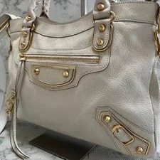 Balenciaga — Balenciaga Classic Edge City 2way White Gold Auth — Handbag — resale