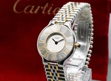 Cartier — NEW GLASS*Near / Pouch* Cartier Must de 21 Two Tone 28mm Quartz — Watch — resale