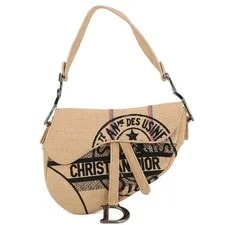 Dior — Christian Dior Christian Union Motif Jute Saddle M0446BRUW_M918 #TZB792 — Handbag — resale