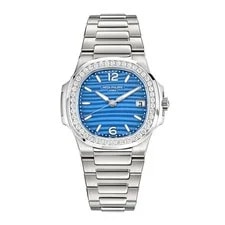 Patek Philippe — Patek Philippe Nautilus 32MM Blue Mixed Markers Dial Diamond & White Gold — Watch — resale
