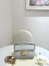 Fendi — Fendi Baguette Mini Embossed Crossbody With Chain Auth — Handbag — resale