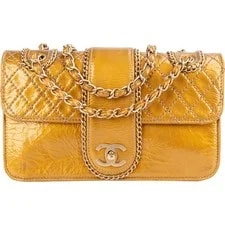 Chanel — Chanel Crinkled Stitched Chain Around Single Flap Tasche — Handbag — resale