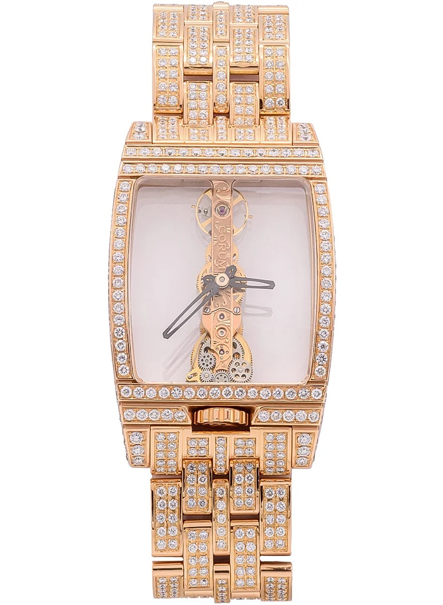 Worldofluxuryus — Corum Golden Bridge 18K Rose Gold & Diamonds Pice Unique — Watch — resale