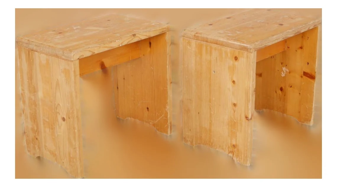 Charlotte Perriand — Charlotte Perriand for les Arcs 1600, Attributed Pair of Carved Stools, 1960s — Furniture — resale