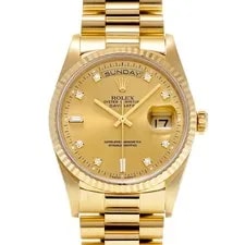 Rolex — Rolex Day-Date 18238A Champagne / Diamond Yellow Gold Automatic #W288 — Watch — resale