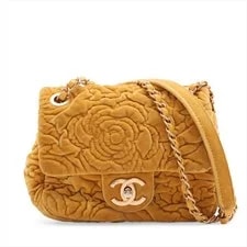 Chanel — Chanel Camelia Single Flap Single Chain Yellow Gold Metal Fittings Ra — Handbag — resale