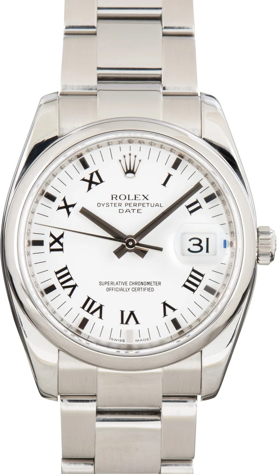 Rolex — Rolex Date 115200 White Roman Dial — Watch — resale