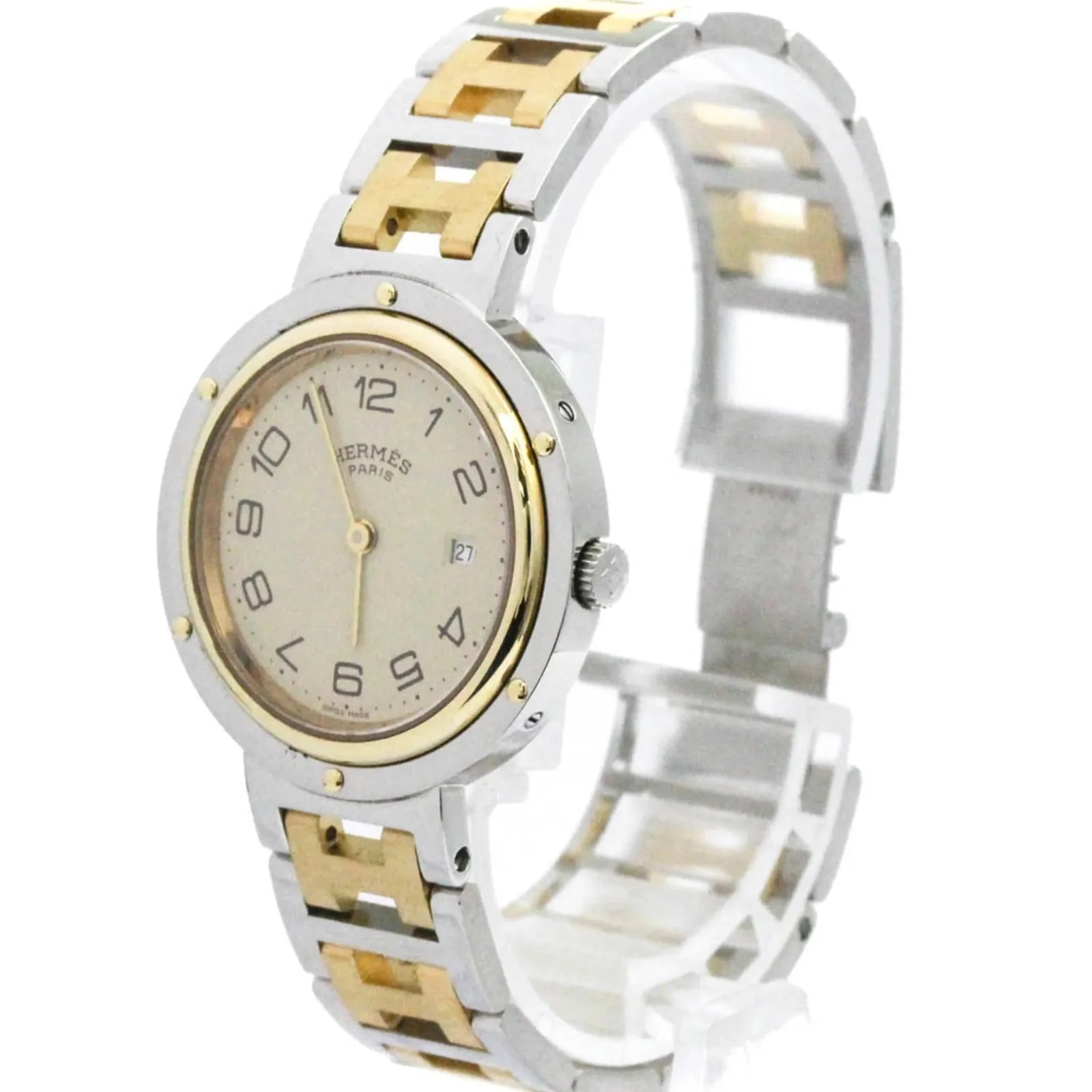 Hermès — Hermes Clipper Quartz Stainless Steel With Plated Metal — Watch — resale