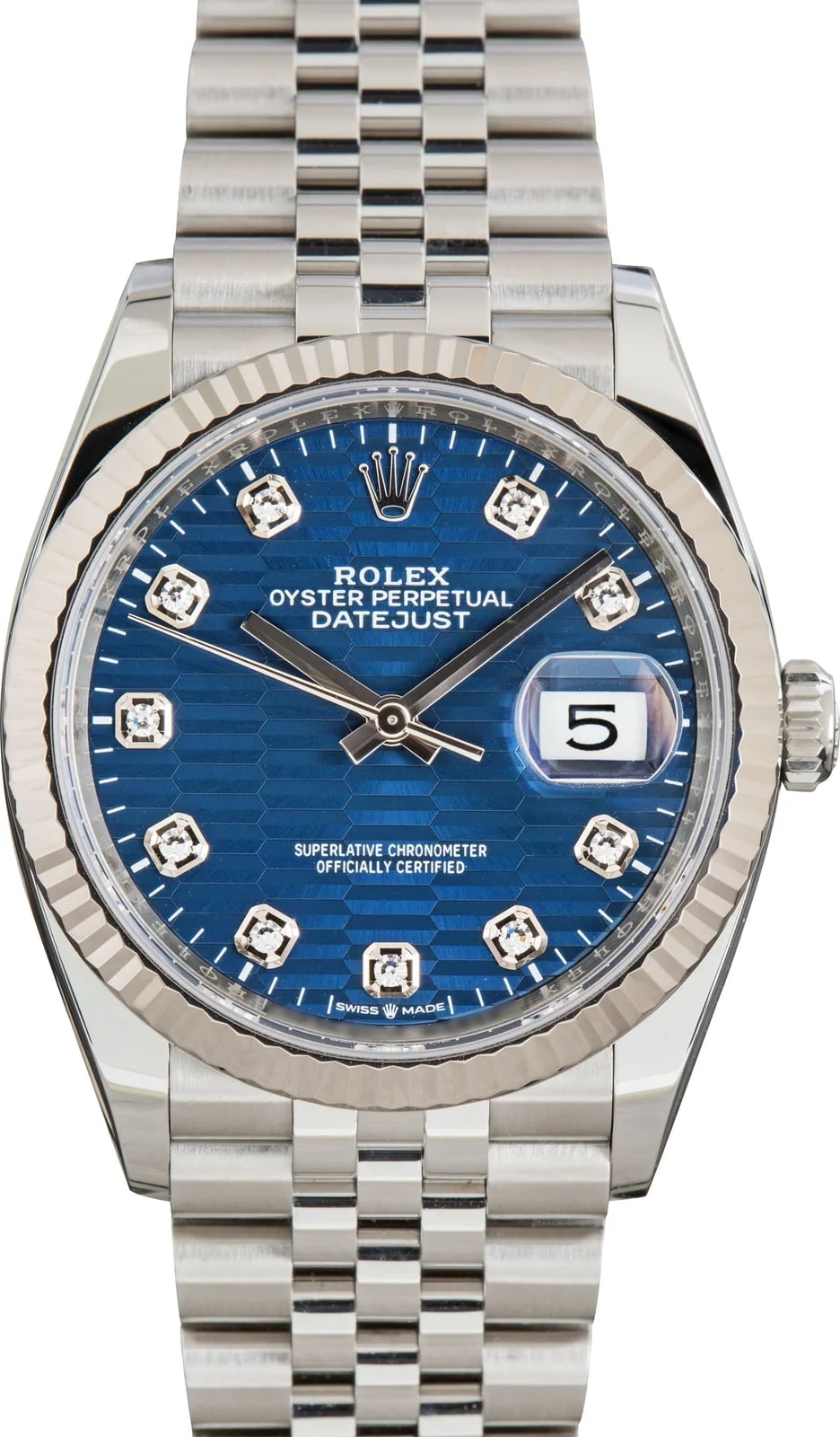 Rolex — Rolex Datejust 36 Ref 126234 Blue Fluted Motif Diamond Dial — Watch — resale
