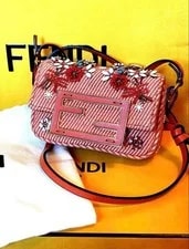 Fendi — Fendi Nano Baguette Charm Floral Beaded 2Way Box Strap — Handbag — resale