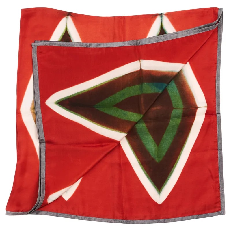 Fawn Square Silk Modern Artisanal Scarf in Multicolor Hand-Crafted Shibori Print — Accessory — resale