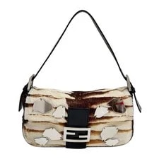 Fendi — Fendi Baguette Mirror Embellished Pony Hair Zebra Print — Handbag — resale
