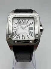 Cartier — Cartier Santos 100 XL Silver Roman Dial Automatic Black Leather W20073X8 — Watch — resale