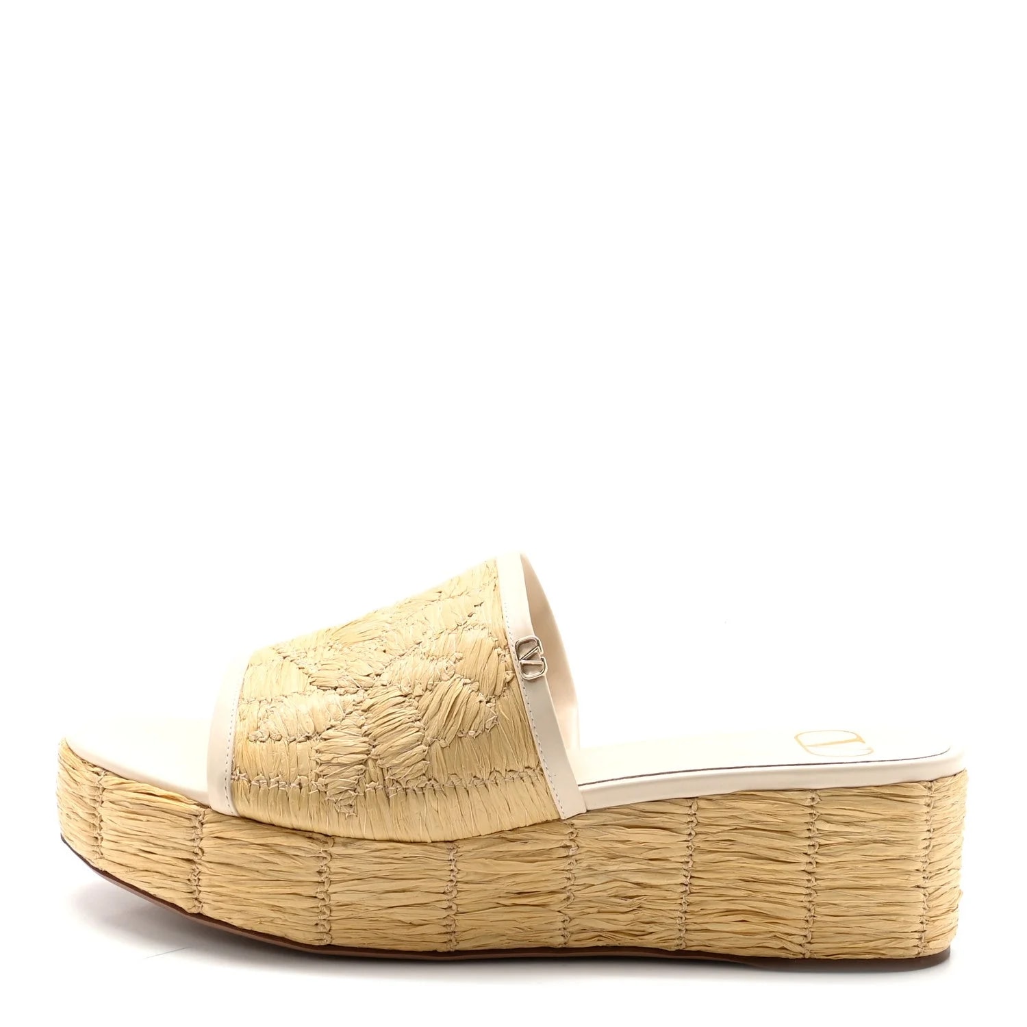 Valentino Garavani — Woven Straw Flatform 25/45mm Slide 39.5 Light — Designer Shoe — resale