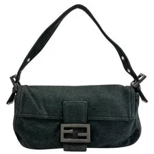 Fendi — Fendi Mamma Baguette Crossbody Cotton Dark Italy Made — Handbag — resale