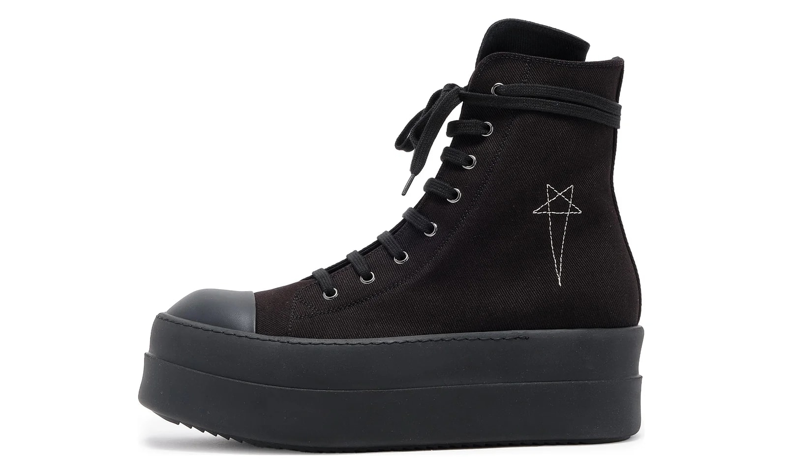 Rick Owens DRKSHDW — Double Bumper Pentagram Embroidered High " DU02S2831 9899 — Sneaker — resale