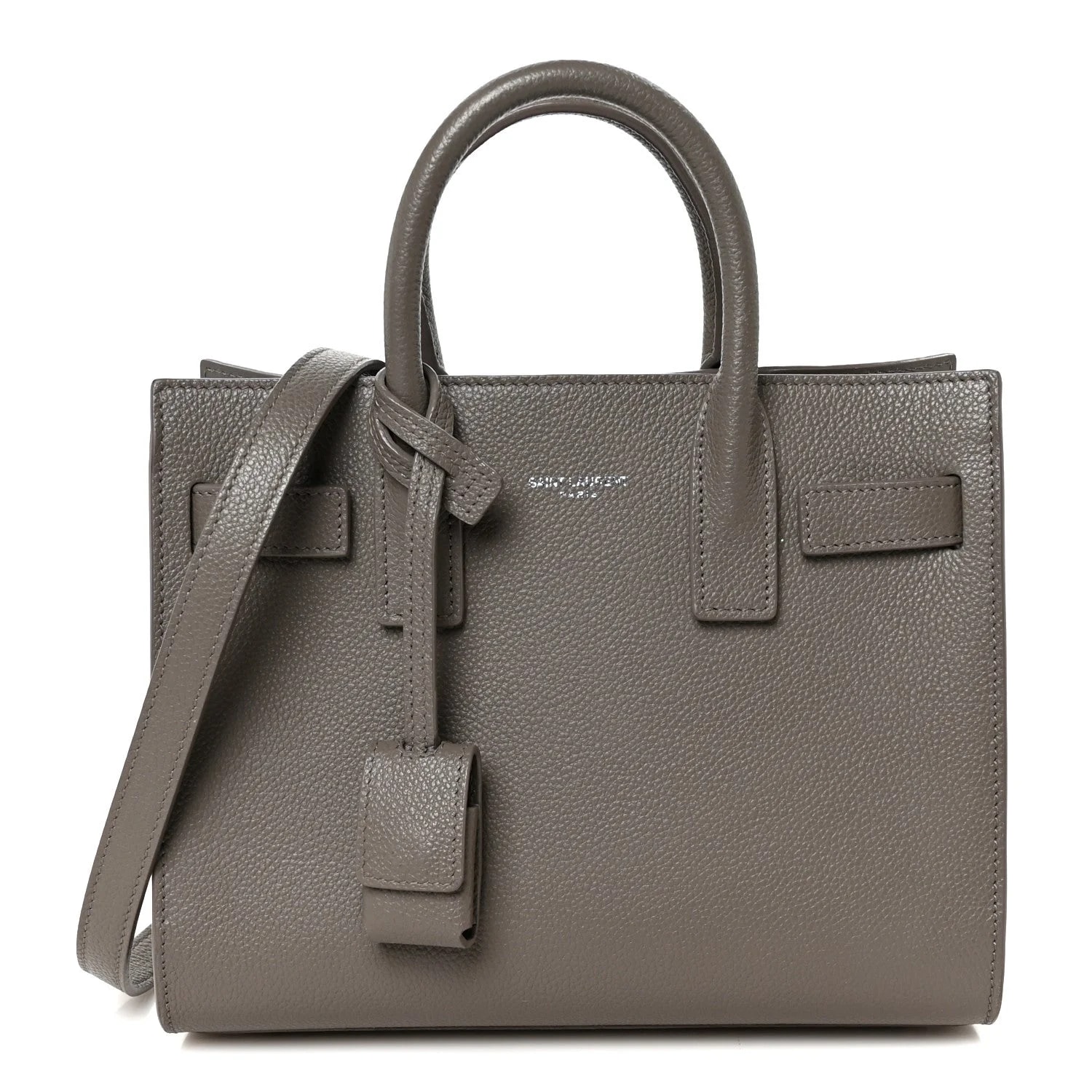Saint Laurent — Grained Topstich Baby Sac de Jour Fog — Handbag — resale
