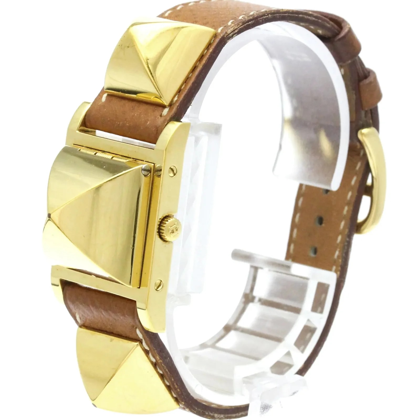 Hermès — Hermes Medor Quartz Plated Metal and Leather — Watch — resale
