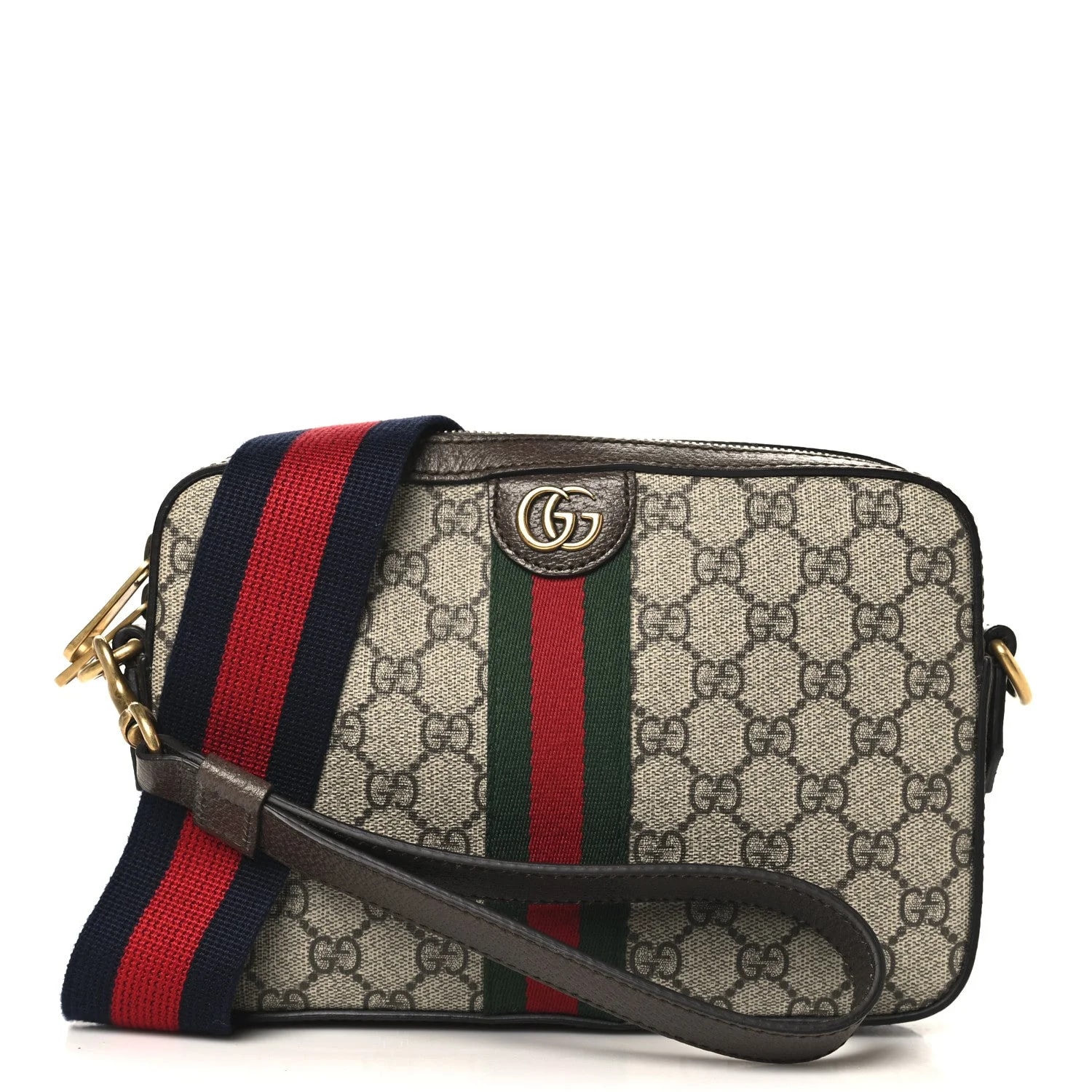 Gucci — Textured Dollar Web Ophidia Wristlet New Acero — Handbag — resale