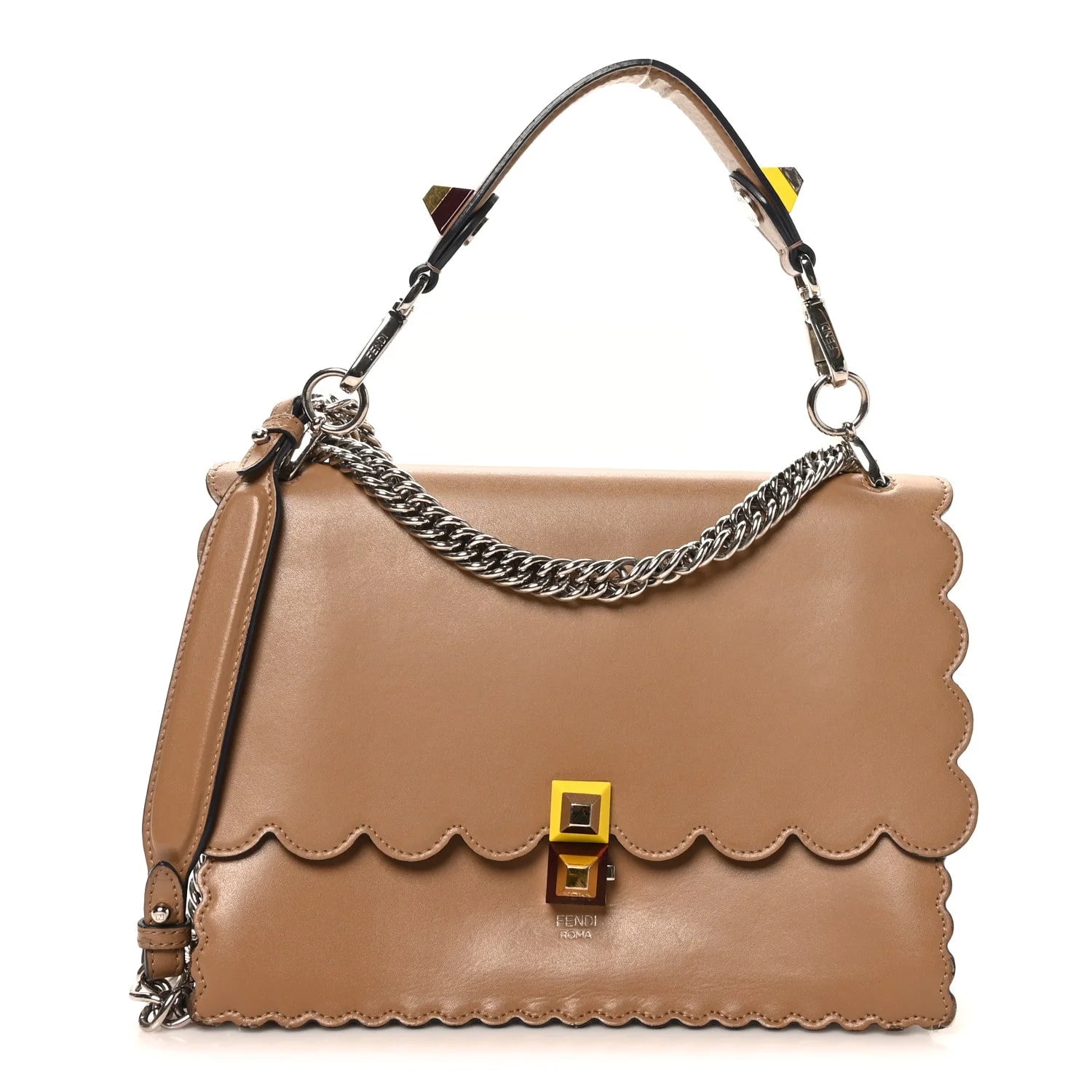 Fendi — Vitello Liberty Scalloped Studded Kan I — Handbag — resale