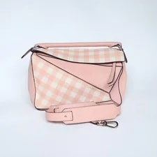 Loewe — Loewe Puzzle Medium Gingham Check Top Handle Crossbody — Handbag — resale