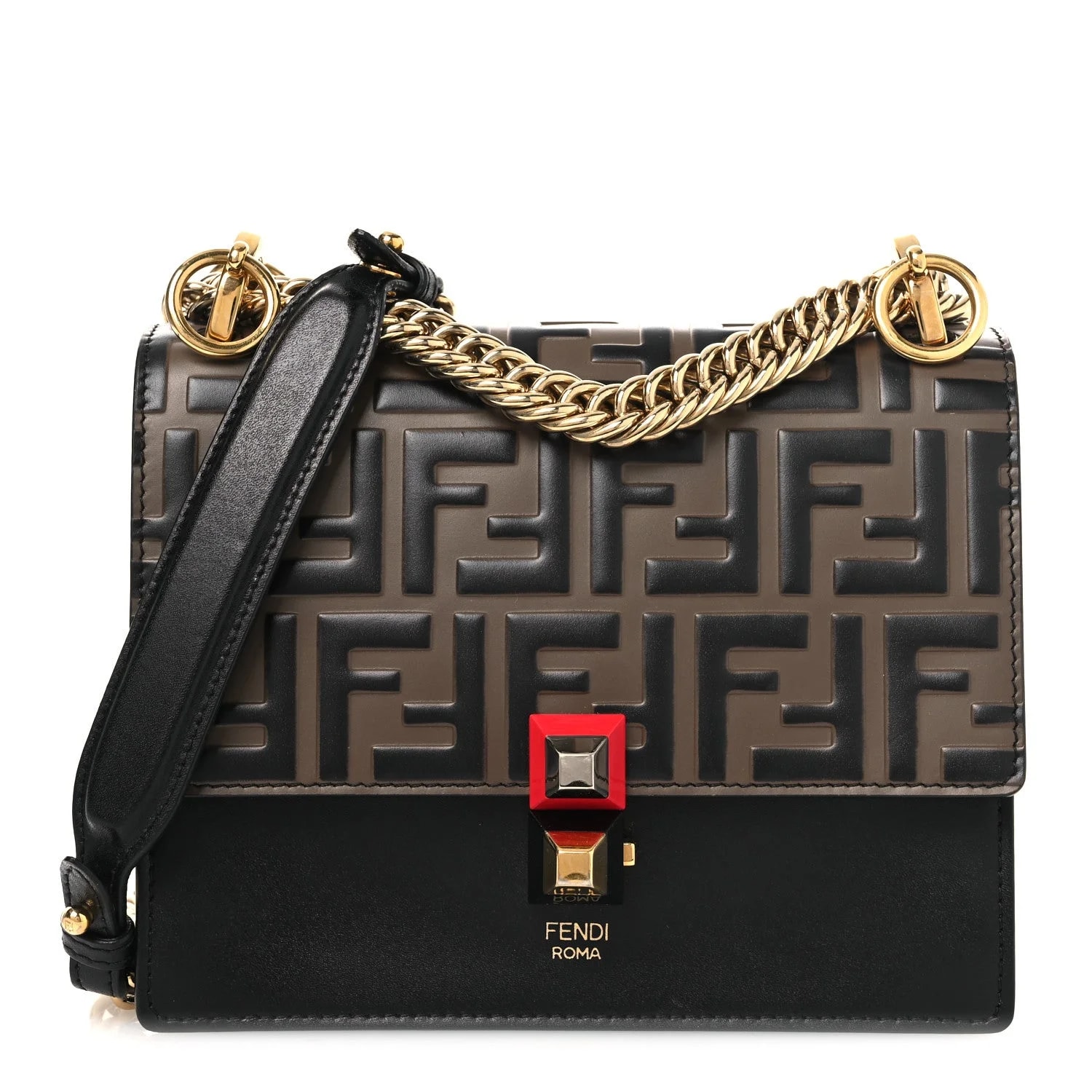 Fendi — Vitello Liberty 1974 Embossed Small Kan I Maya — Handbag — resale