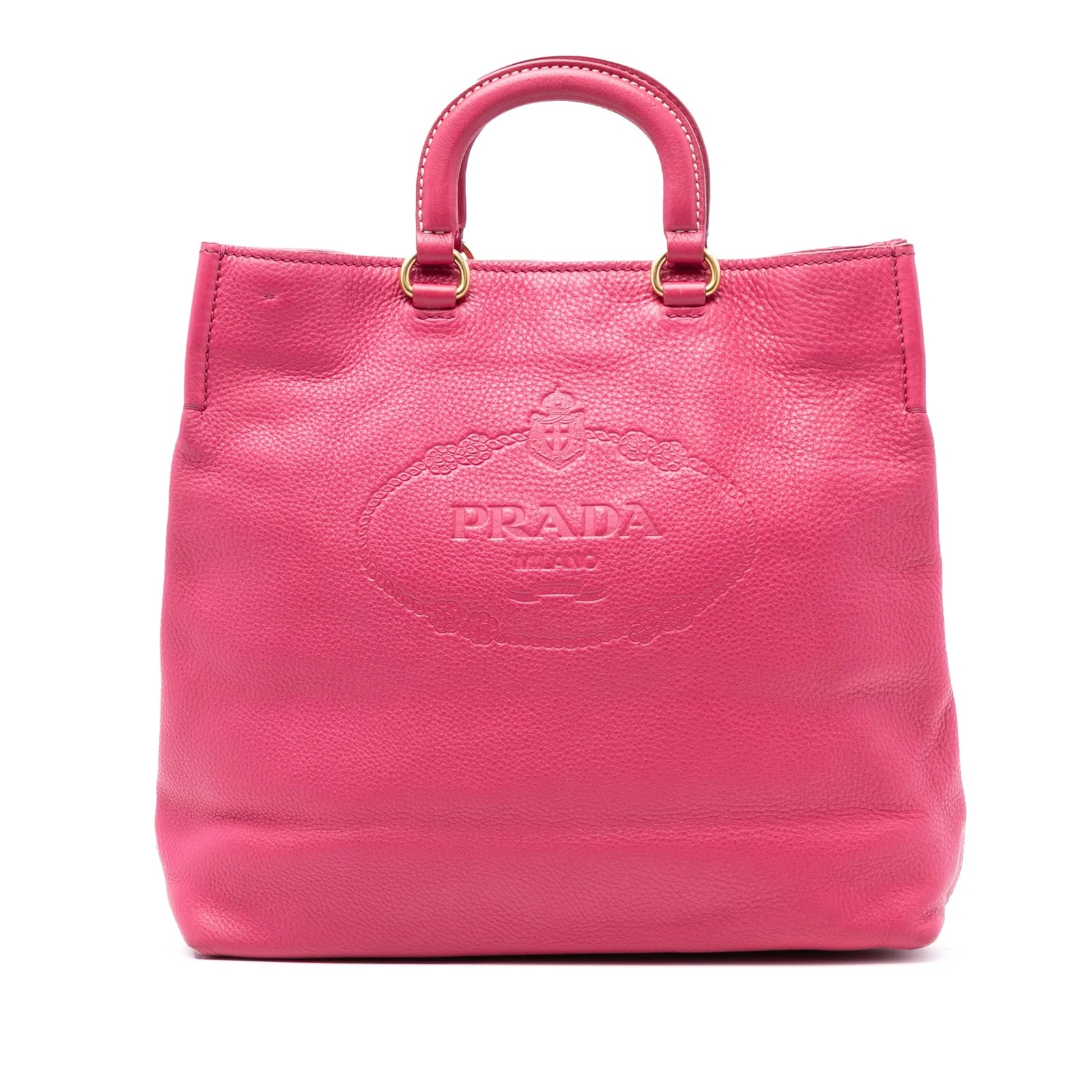 Prada — Vitello Daino Embossed Canapa Logo Open Convertible — Handbag — resale