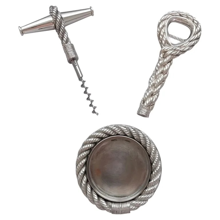 Hermès — Hermès Corkscrew Bottle Opener Bottle Coaster Matching Set Cordage Rope D'Enfert — Designer Shoe — resale