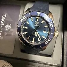 Tag — TAG Aquaracer Quartz Blue Rubber Strap for WAY101C.FC6153 43mm Diver — Watch — resale