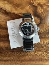 Cartier — Cartier Pasha Seatimer Automatic Steel Rubber Black Dial W31077U2 Box & Papers — Watch — resale