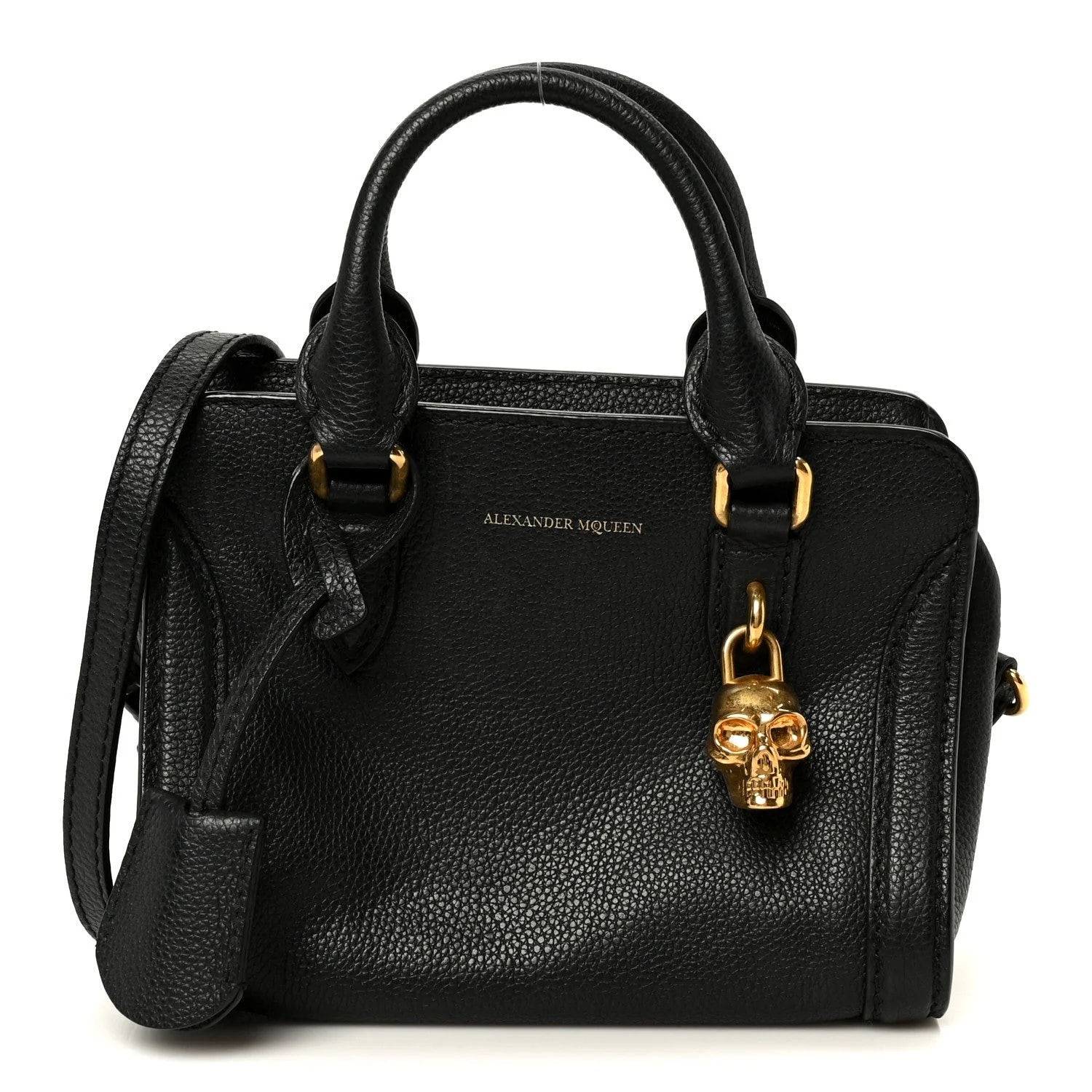Alexander McQueen — Pebbled Mini Skull Padlock Zip Around — Handbag — resale