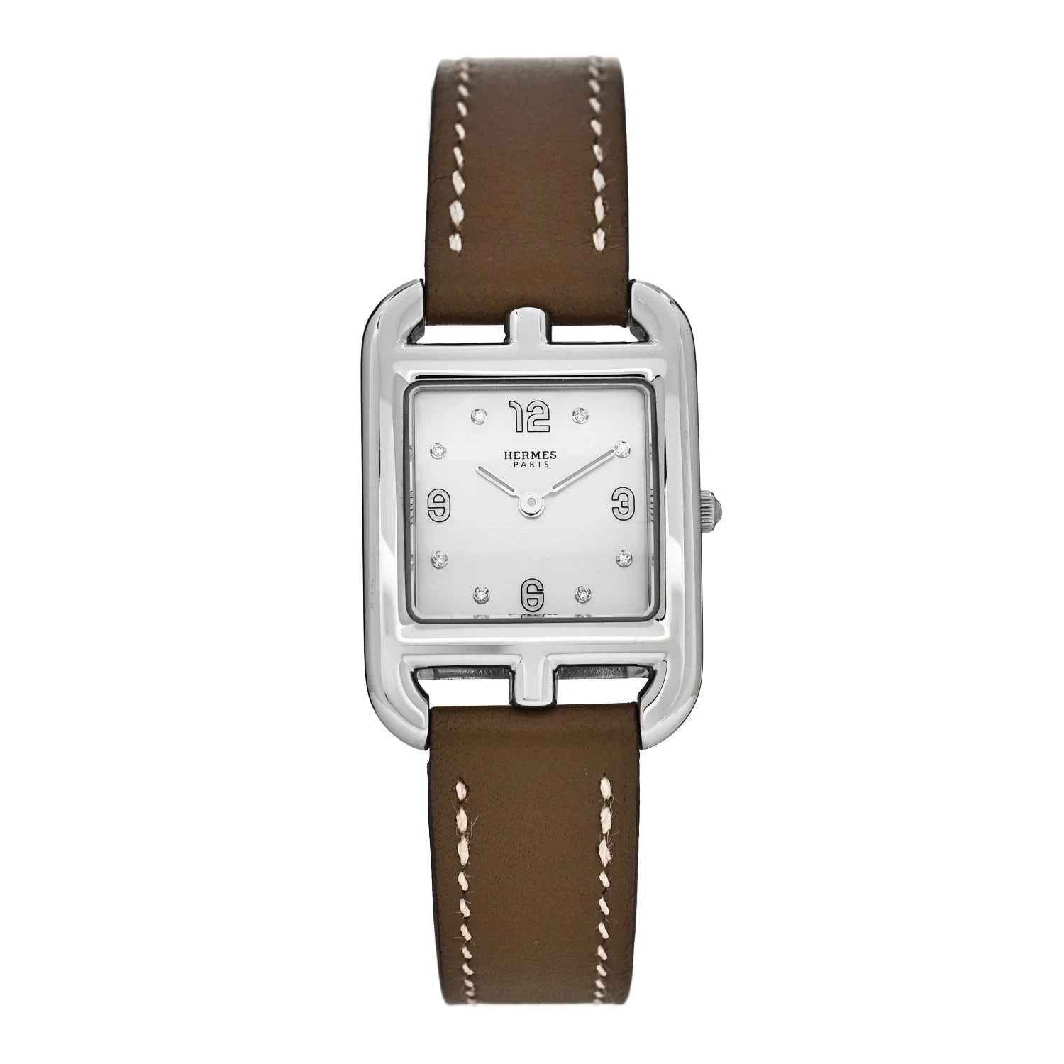 Hermès — Stainless Steel Swift Diamond Mother of Pearl 23mm Cape Cod Quartz Etoupe — Watch — resale
