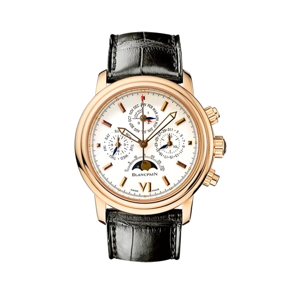Worldofluxuryus — Blancpain Leman Chronograph Perpetual Calendar 18K Yellow Gold — Watch — resale