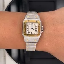 Cartier — Cartier Santos Galbée 18k Gold Bezel Quartz $7500 Retail / 1567 — Watch — resale