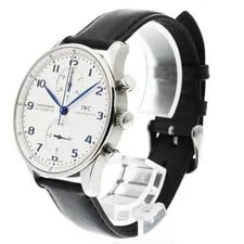 IWC — IWC Portugieser IW371417 41mm SS Silver Dial Chronograph Automatic Leather #C231 — Watch — resale