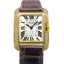 Cartier — Cartier Tank WT100014 Yellow Gold Diamond 23.0mm Silver Dial Quartz #YKW249 — Watch — resale