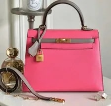 Hermès — Hermes Kelly 25 HSS 2-Color Azalee PHW D Stamp — Handbag — resale