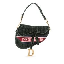 Dior — Authenticated Dior Embroidered Effect Saddle Dark — Handbag — resale