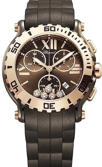Worldofluxuryus — Chopard Happy Sport Chronograph 18K Rose Gold & Ceramic — Watch — resale