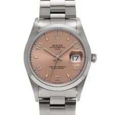 Rolex — Rolex Oyster Perpetual Date 15200 34mm Stainless Steel Pink #WW1985 — Watch — resale