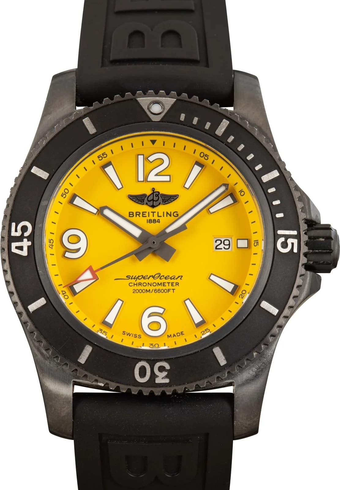 Breitling — Yellow Dial Breitling Superocean Automatic 46 Black Steel — Watch — resale