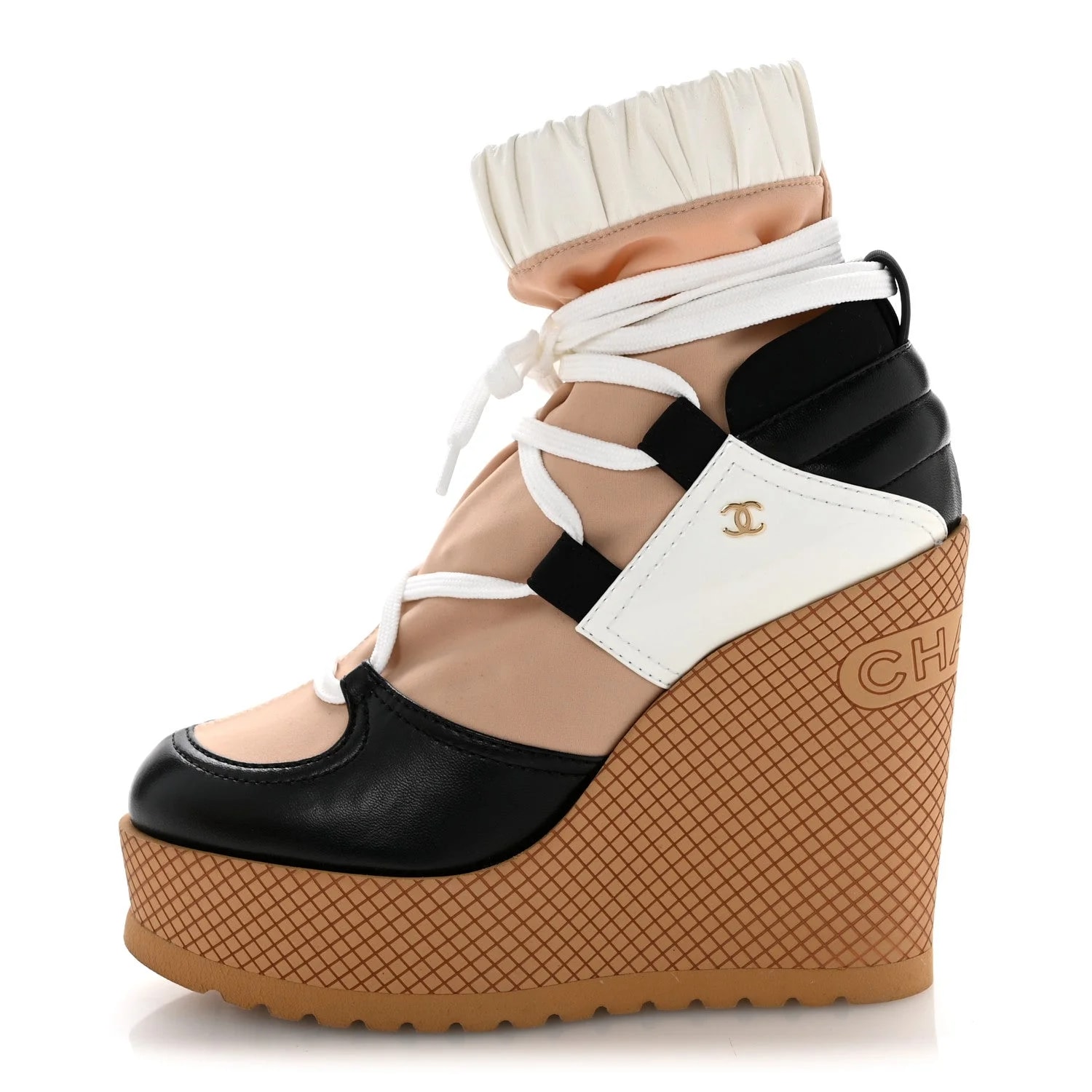 Chanel — Fabric Runway Wedge Short Platform 35.5 — Designer Shoe — resale