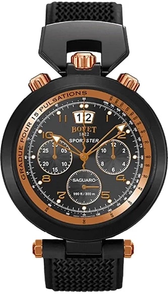 Worldofluxuryus — Bovet Amadeo Sportster Fleurier Saguaro Chronograph Black DLC Stainless Steel & 18K Rose Gold — Watch — resale