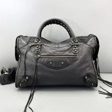 Balenciaga — Balenciaga City Large Washed Crackled Braided Handle Antique Auth — Handbag — resale