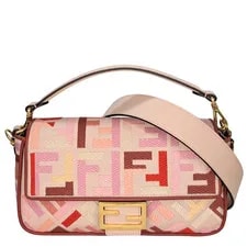 Fendi — Fendi Baguette Vitello Medium Embroidered Rosa Quarzo — Handbag — resale