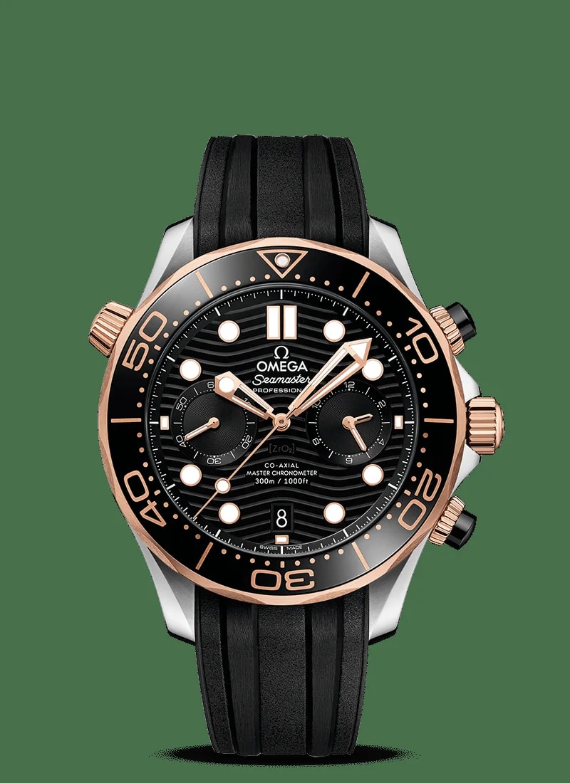 Worldofluxuryus — Omega Seamaster Diver Co-Axial Chronometer Chronograph Stainless Steel & 18K Sedna™ Gold — Watch — resale