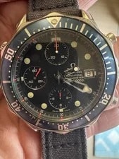 Omega — Omega Seamaster Professional Quartz Chronograph Date 300m Black Dial Blue Bezel — Watch — resale