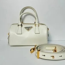 Prada — Prada Lux 2-Way Mini Boston White Gold Hardware — Handbag — resale