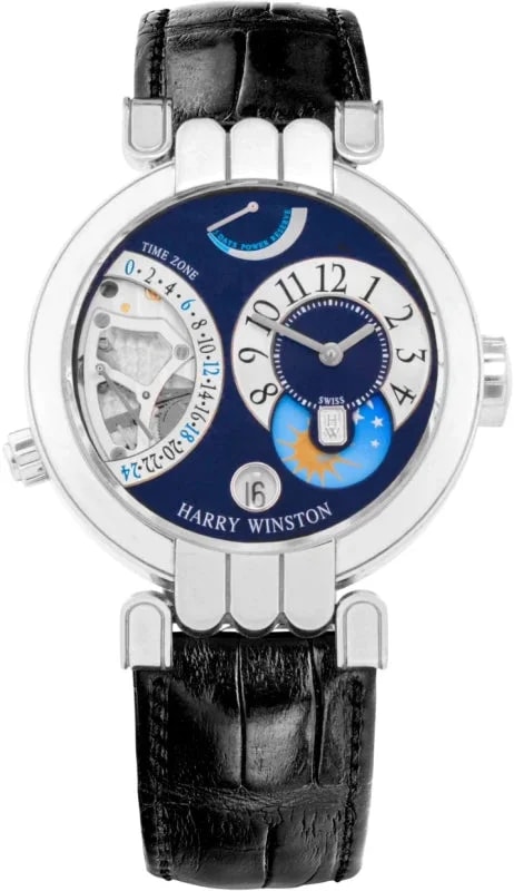 Worldofluxuryus — Harry Winston Premier Excenter Time Zone Platinum — Watch — resale